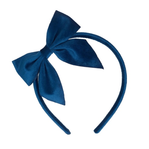 Blue Rockahula velvet headband with bow