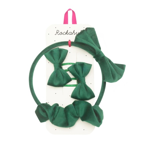 Rockahula green velvet hair accessory set (4 pieces)