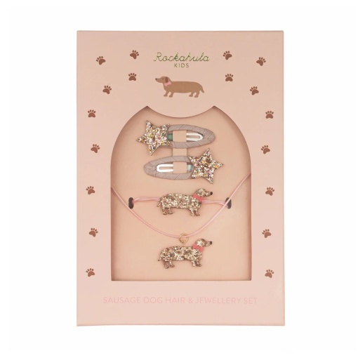 Rockahula dachshund jewelry set (hair clips + necklace + bracelet)