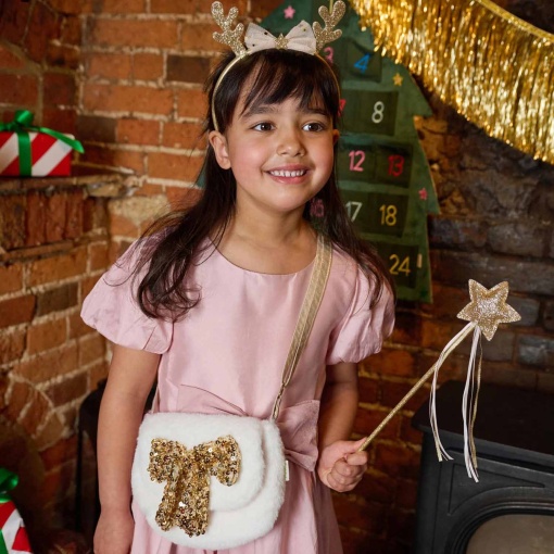 Mala de tiracolo de pelúcia Rockahula Christmas laço de lantejoulas