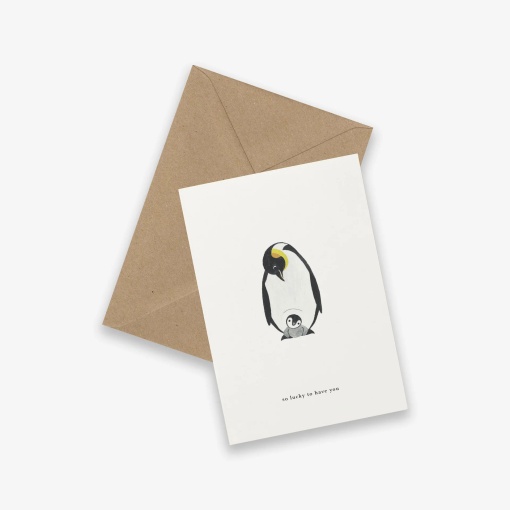 Postal Kartotek pinguim "So Lucky to Have You"