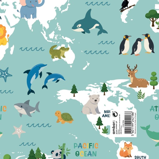 Papel de embrulho Ambar infantil 70x100cm World Tour