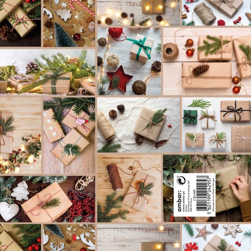 Papel de regalo navideño color ámbar, 70x100cm, estilo rústico navideño