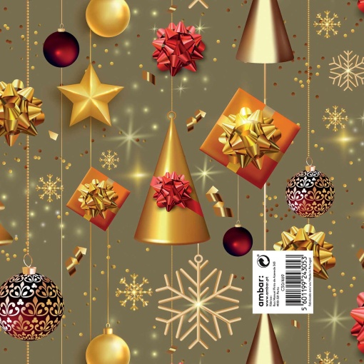 Papel de embrulho Ambar natal 70x100cm Xmas Sparkle Gift