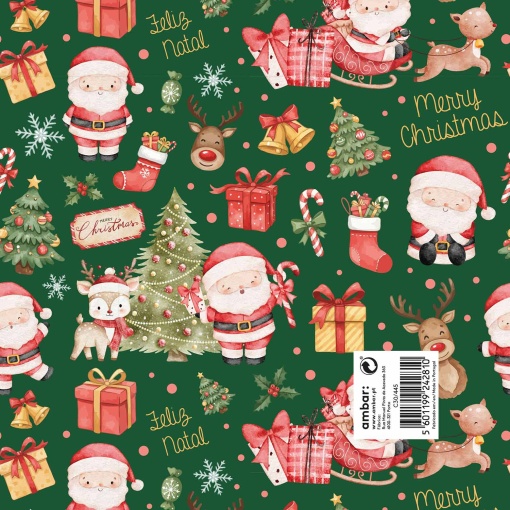 Papel de regalo navideño color ámbar 70x100cm Dulce Papá Noel