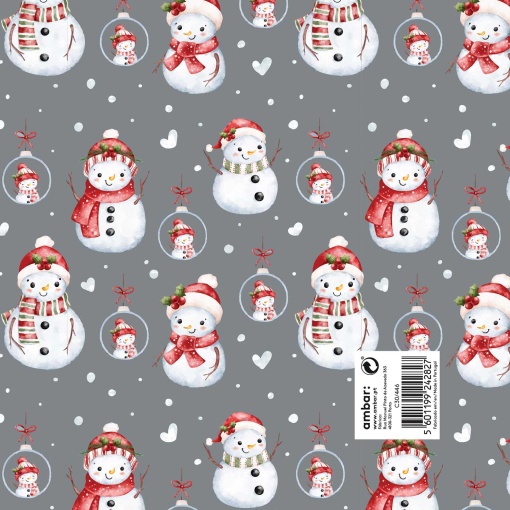 Papel de regalo navideño color ámbar 70x100cm Nieve plateada