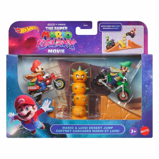 Hot Wheels Super Mario Galaxy Mario e Luigi salto no deserto Mattel JMG36