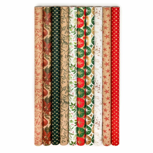 Papel de embrulho Star Deck the Halls 70cmx2m sortido