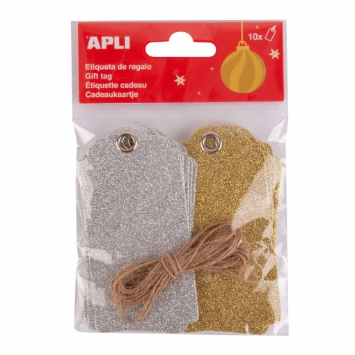 Etiquetas com fio cartão kraft/dourado/prateado (10 unidades) Apli