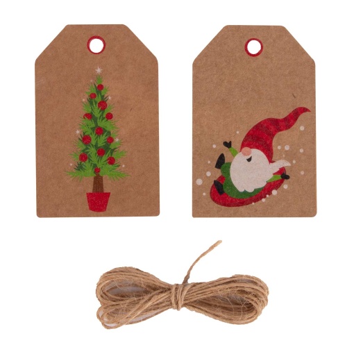 Kraft card stock labels with string (10 units) Apli