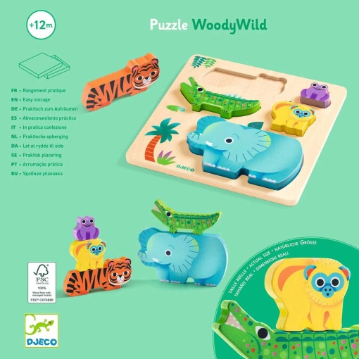 Puzzle de madeira Woody Wild Djeco