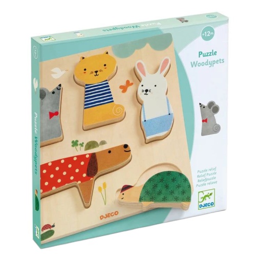 Puzzle de madeira Woody Pets Djeco