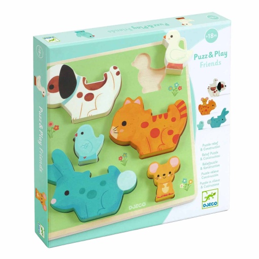 Wooden puzzle Puzz & Play Friends Djeco