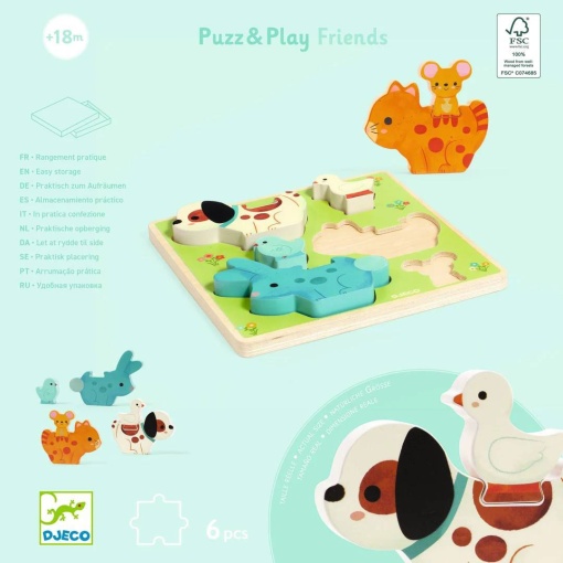 Wooden puzzle Puzz & Play Friends Djeco