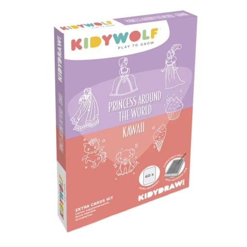 Recarga para Kidydraw Mini tablet de desenho com ecrã LCD Kidywolf princesas + kawaii