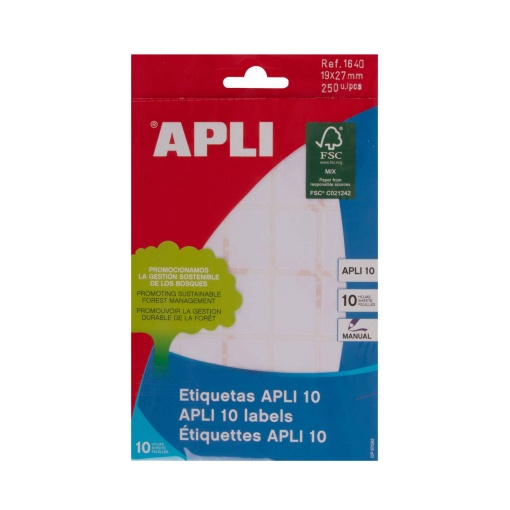 Adhesive labels 19x27mm white 10 sheets (250 units) Apli 10