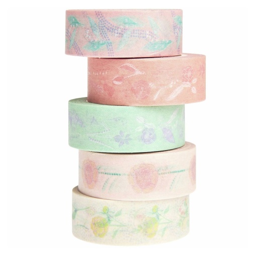 Decorative washi tape Rico Design Paper Poetry Pastel Flowers 15mmx10m (5 units)