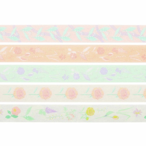 Decorative washi tape Rico Design Paper Poetry Pastel Flowers 15mmx10m (5 units)