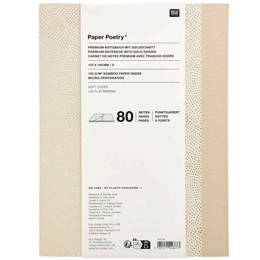 A5 Notebook Rico Design Paper Poetry Dots Gold