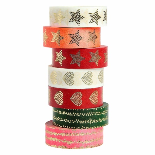Decorative washi tape Rico Design Paper Poetry Advent Stars/Hearts 15mmx10m (7 units)