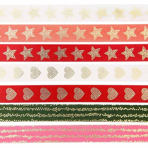 Decorative washi tape Rico Design Paper Poetry Advent Stars/Hearts 15mmx10m (7 units)