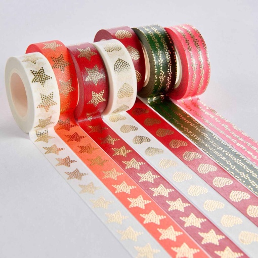 Decorative washi tape Rico Design Paper Poetry Advent Stars/Hearts 15mmx10m (7 units)