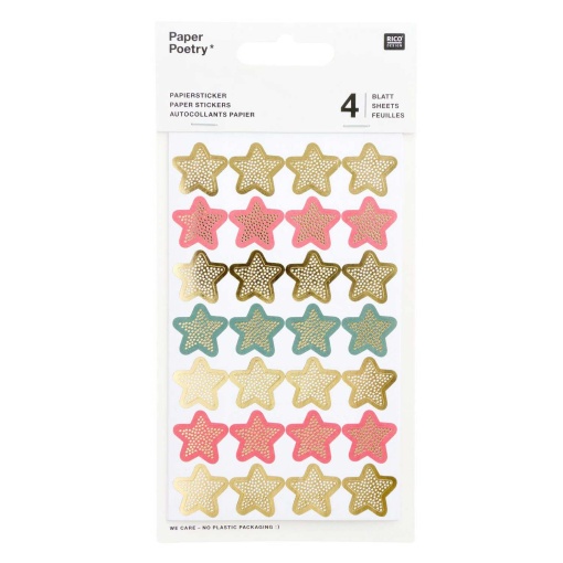 Rico Design Paper Poetry Stars/Hearts Stickers (4 sheets)