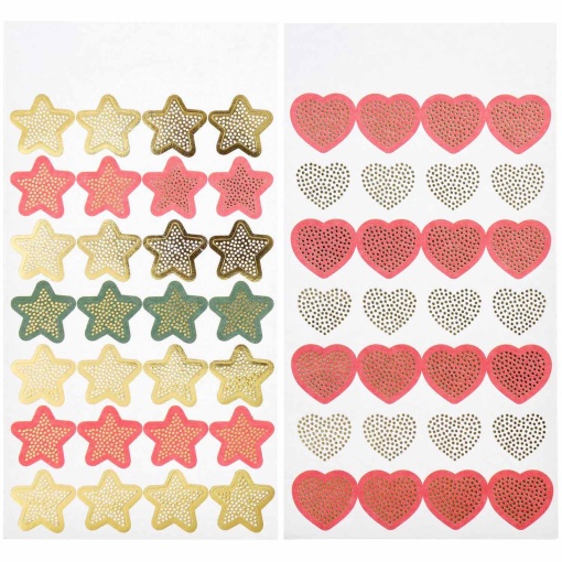 Rico Design Paper Poetry Stars/Hearts Stickers (4 sheets)
