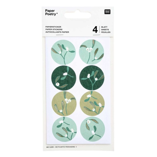 Rico Design Paper Poetry Advent Mistletoe Sprigs Stickers (4 sheets)