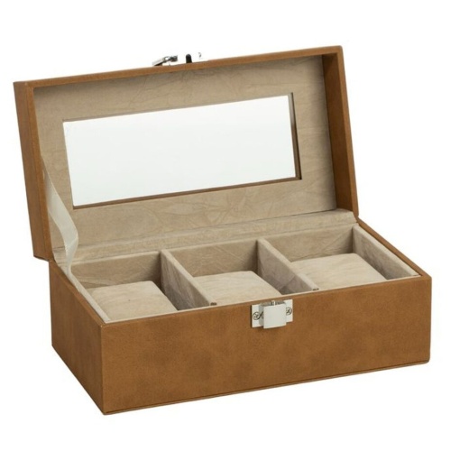 D'Casa 3-Watch Case, 18.8x9.8x8.4cm, Camel