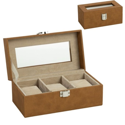 D'Casa 3-Watch Case, 18.8x9.8x8.4cm, Camel