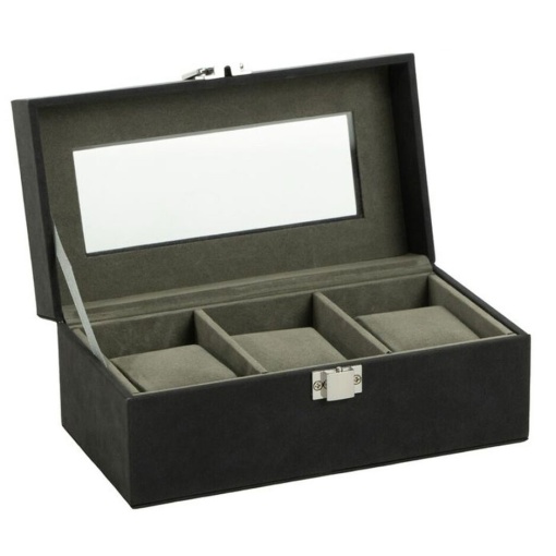 D'Casa 3-Watch Case, 18.8x9.8x8.4cm, Grey