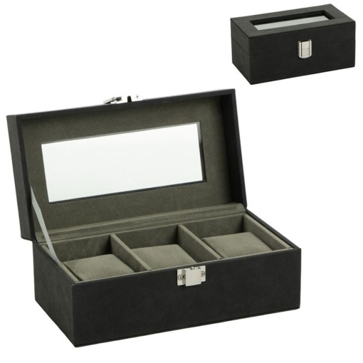 D'Casa 3-Watch Case, 18.8x9.8x8.4cm, Grey