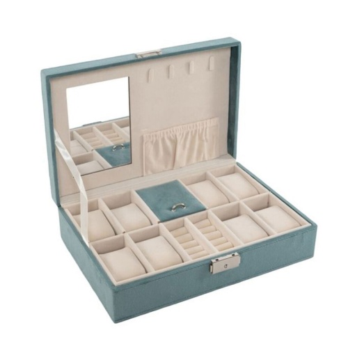 D'Casa velvet jewelry box, 30x20x8.2cm, light green.