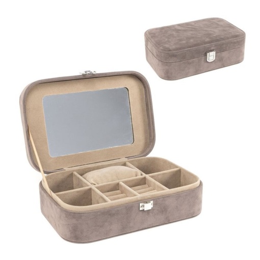D'Casa travel jewelry box, velvet, 22x14.5x7cm, antique rose.