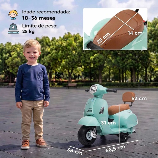 Mota elétrica Vespa GTS 7,2V menta