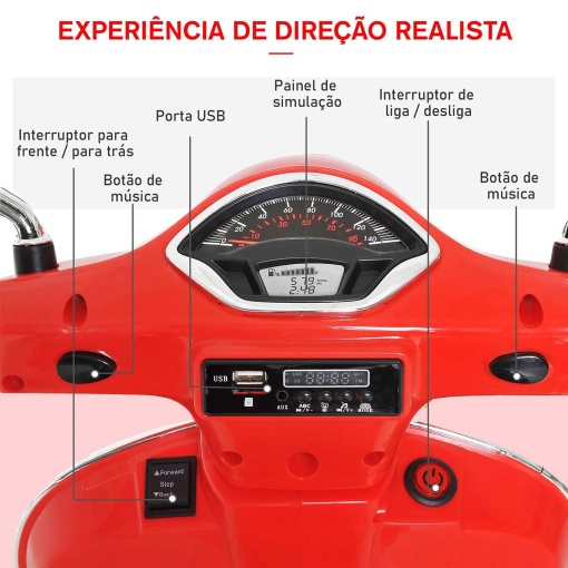 Mota elétrica Vespa 6V vermelho