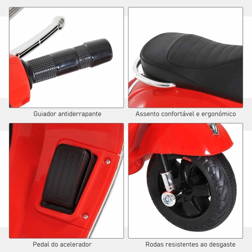 Mota elétrica Vespa 6V vermelho