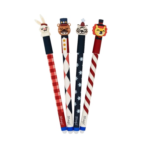 Set of 4 erasable pens Mr. Wonderful Bo-Bo Circus (rabbit, nutcracker, tiger and lion)