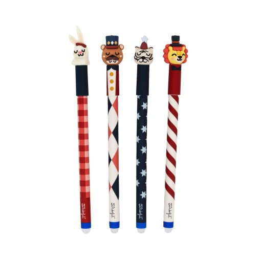 Set of 4 erasable pens Mr. Wonderful Bo-Bo Circus (rabbit, nutcracker, tiger and lion)