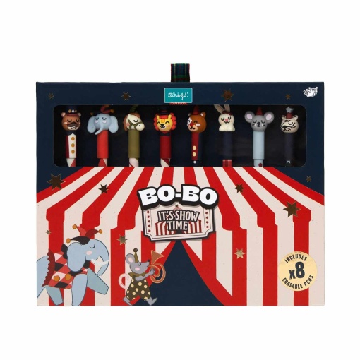 Conjunto 8 canetas apagáveis Mr. Wonderful Bo-Bo Circus