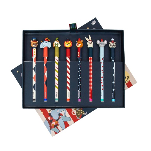 Conjunto 8 canetas apagáveis Mr. Wonderful Bo-Bo Circus