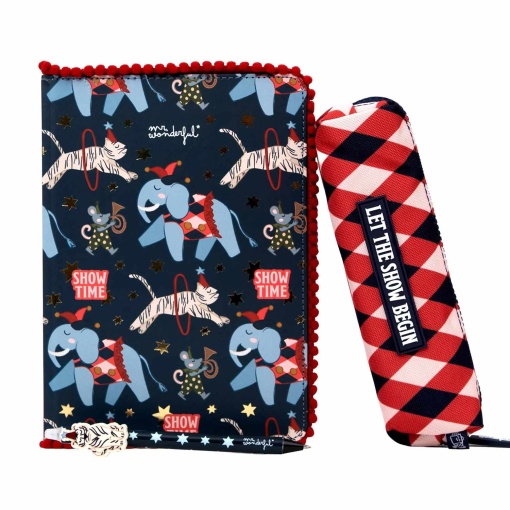 Conjunto caderno A5 + esferográfica apagável + estojo Mr. Wonderful Circus
