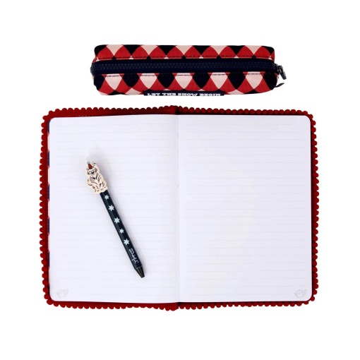 Conjunto caderno A5 + esferográfica apagável + estojo Mr. Wonderful Circus