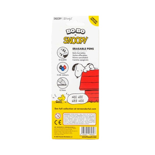 Set of 3 erasable pens Mr. Wonderful Bo-Bo Snoopy (Snoopy, Woodstock, Snoopy's house)