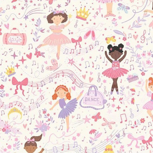 Tecido Makower Dance Class Recital Cream 1x1,12m 242/Q