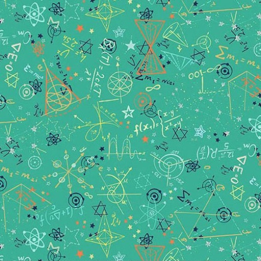 Tecido Makower Orbit Formula Green 1x1,12m 253/G