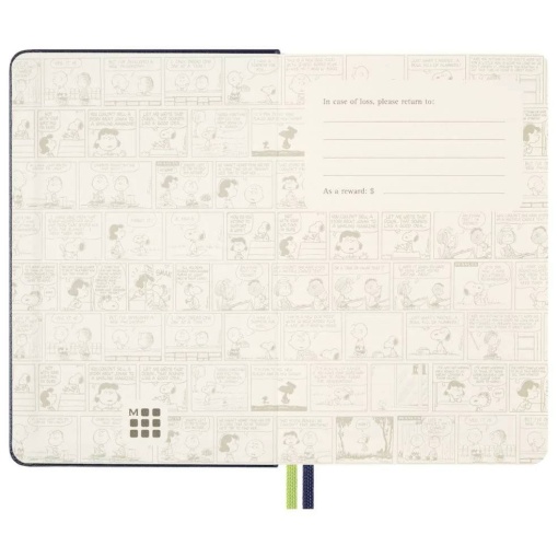 Cuaderno Moleskine Peanuts tamaño A6 de tapa dura, rayado, 80 hojas, azul, con cierre elástico.