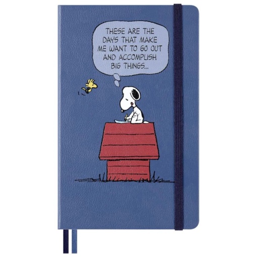 Cuaderno Moleskine Peanuts de tapa dura, tamaño A5, con líneas, 88 hojas, color azul, con cierre elástico.