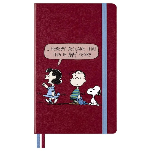 Cuaderno Moleskine Peanuts de tapa dura, tamaño A5, con líneas, 88 hojas, color rojo, con cierre elástico.